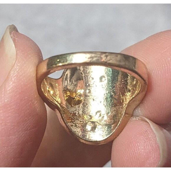 Bold Glam Gold And Black Faceted Gemmed Ring Size 6 - Picture 5 of 12